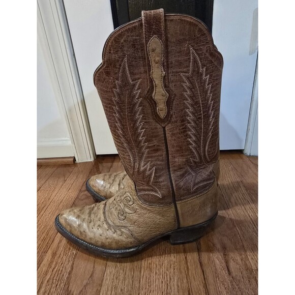 MENS BLACK JACK COWBOY OSTRICH SKIN BROWN BOOTS SIZE 9.5 main image 6
